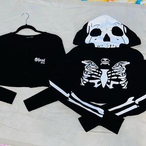 SHEIN Ghost Club Crop Cardigan & Skeleton Crop hoodie